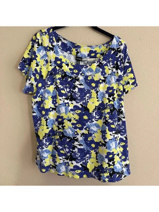 Rafaella Tops - 𝅺Rafaella Floral Blouse 1X blue and yellow